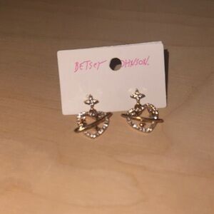 Betsey Johnson Gold and Silver Star Heart Earrings